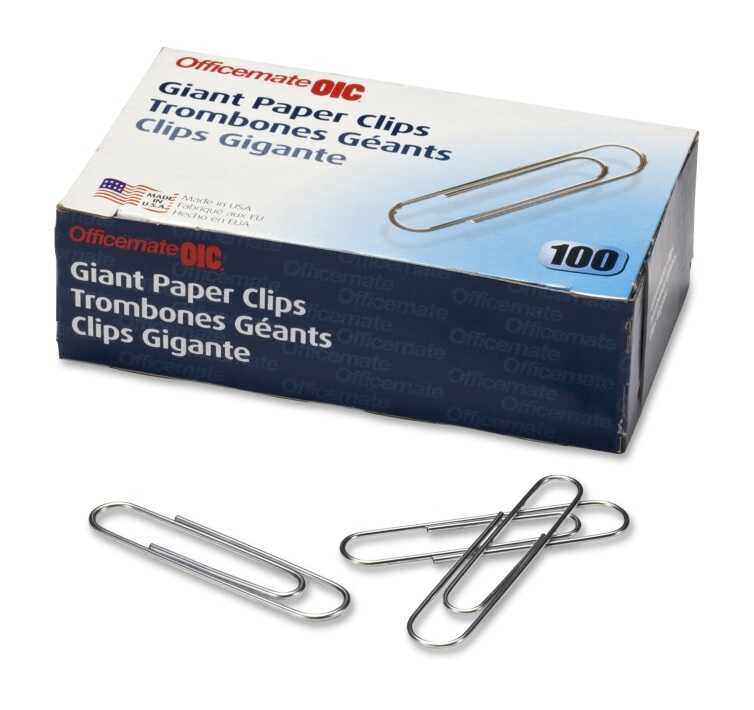Clip Jumbo Oic De Metal C/100Pz