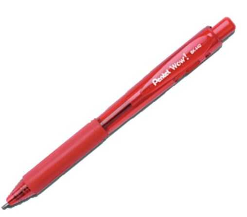 Pluma Pentel Wow Retractil 1.0Mm Punto Medio Rojo 