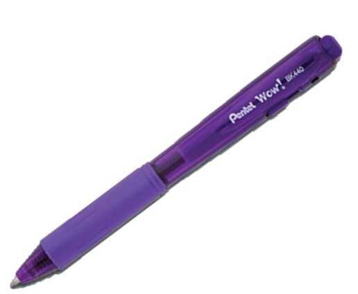 Pluma Pentel Wow Retractil 1.0Mm Punto Medio Violeta 