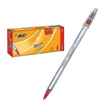 Pluma Bic Diamante Punto Fino Rojo C/12 Pieza
