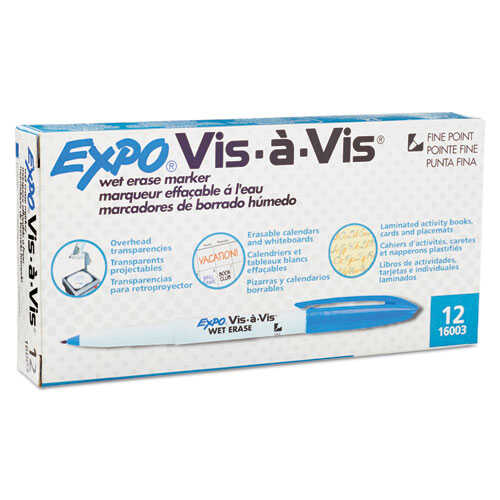 Marcador Expo Vis-A-Vis Fino Para Acetato Azul