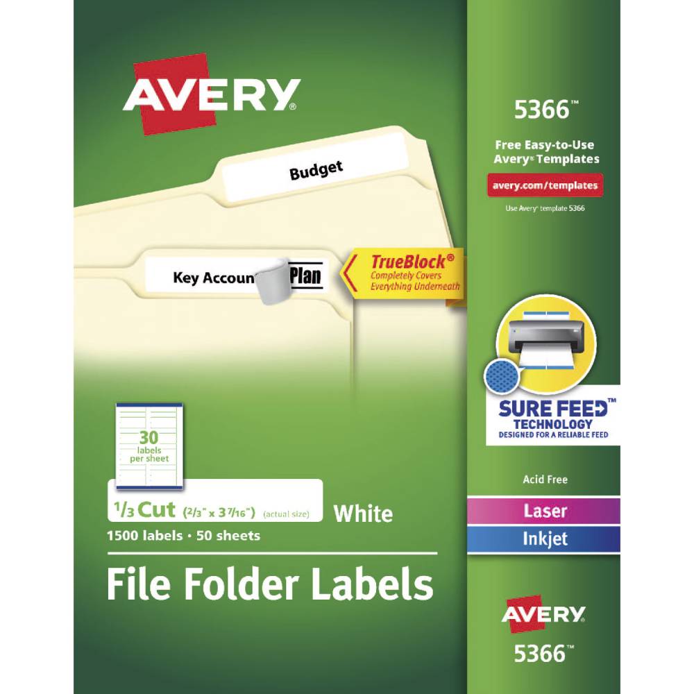Etiqueta Avery Laser/Inkjet Para Folder 2/3X3-7/16" Blanco C/1500Pz