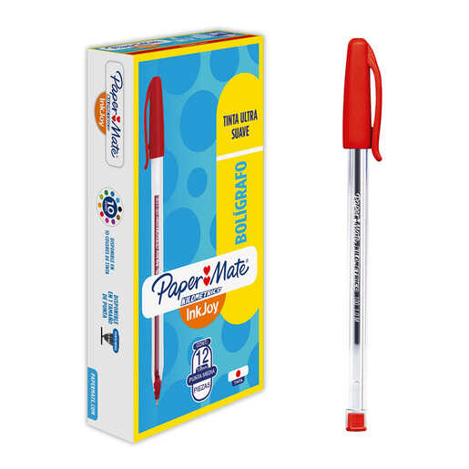 Pluma Papermate Kilometrico Economico C/Tapa 1.0Mm Punto Medio Rojo C/12Pz