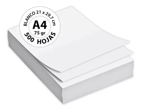 Papel Bond A4 8.3X11.7" 75Grs Blanco 500 Hojas