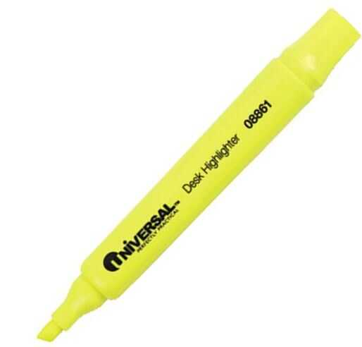 Desk Highlighter, Chisel Tip, Flourescent Yellow