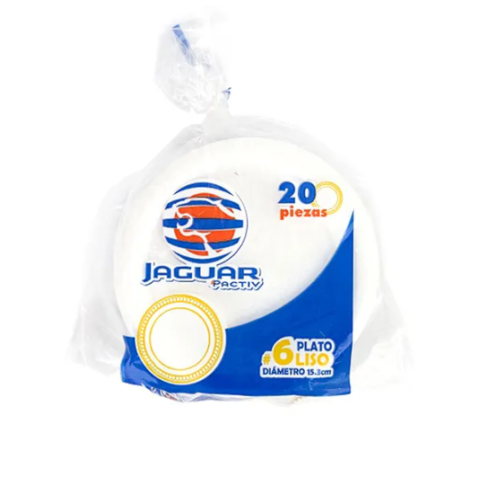 Platos Jaguar Foam #6 Sin Division C/20Pz