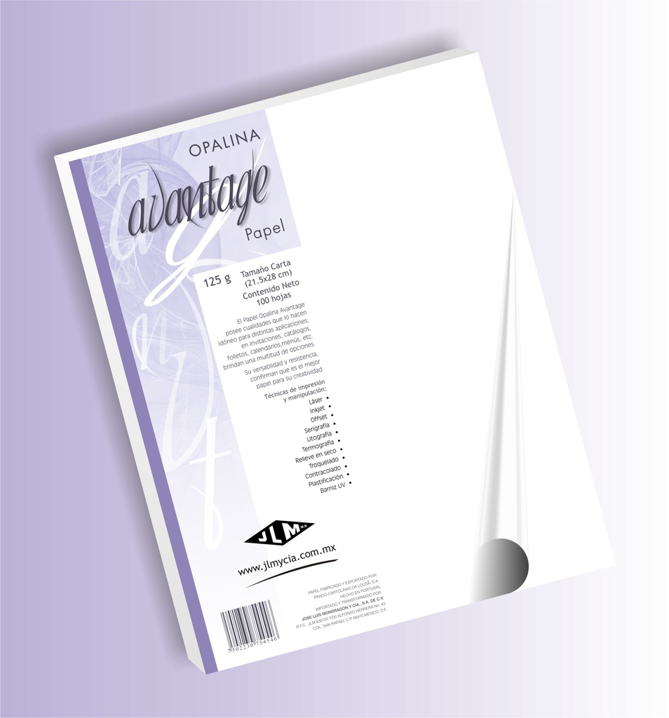 Papel Opalina Advantage T/ Carta 125Gr 100 Hojas