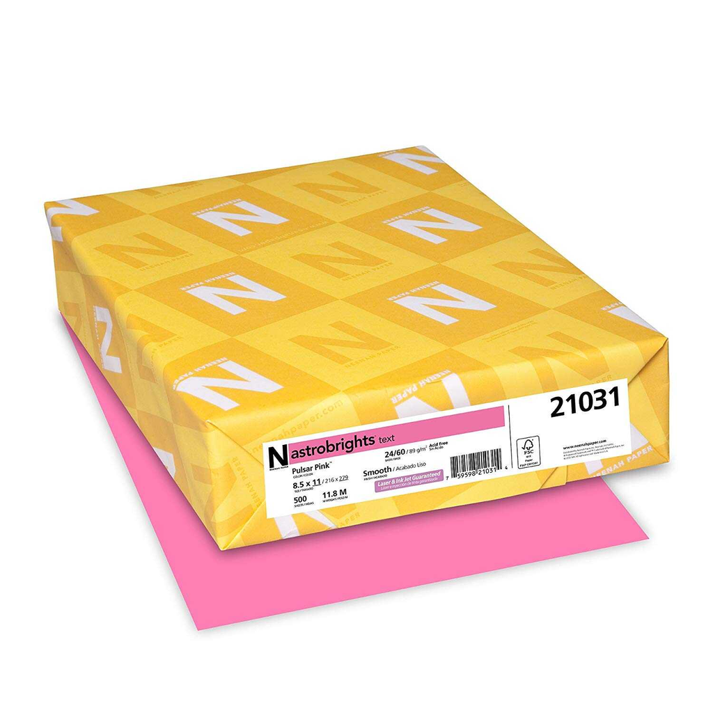 Papel Bond Astrobrights T/C 24# Pulsar Pink 500 Hojas