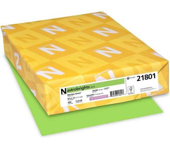 Papel Bond Astrobrights T/C 24# Martian Green 500 Hojas