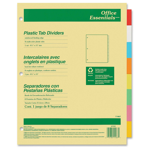 [AVE11467] Dividers 8-1/2X11 8Tab Multicolor Buff Body