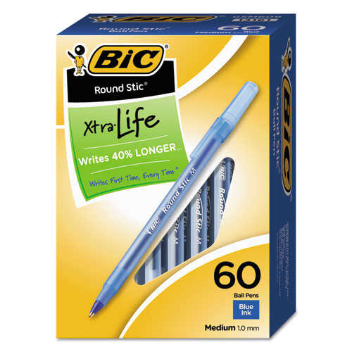 [BICGSM609BE] Pluma Bic Roundstic C/Tapa 1.0Mm Punto Medio Azul C/60Pz