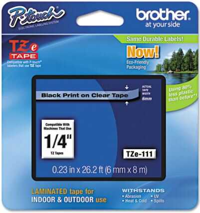 [BRTTZE111] Cinta Para Rotulador Brother Tz 1/4" Negro S/Claro