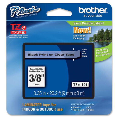 [BRTTZE121] Cinta Brother Para Rotulador 3/8" Tz Negro