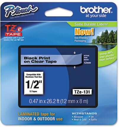 [BRTTZE131] Cinta Para Rotulador Brother 1/2" Tz Negro S/Transparente