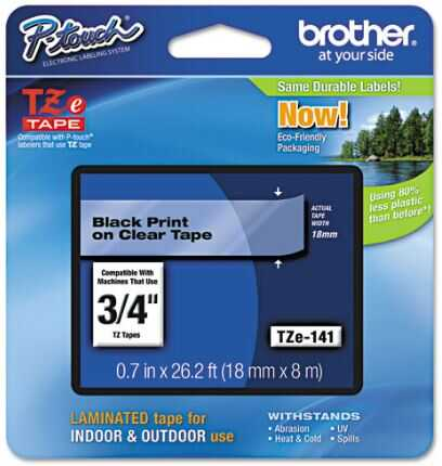 [BRTTZE141] Cinta Para Rotulador Brother 3/4" Tz Negro S/Transparente