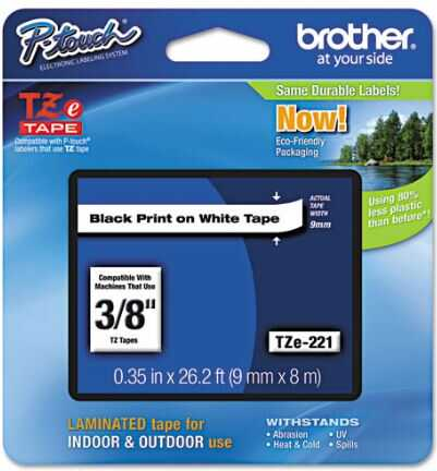 [BRTTZE221] Cinta Para Rotulador Brother Tz 3/8" Negro S/Blanco