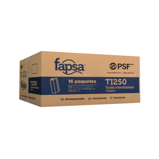 [FPSTI250] Toalla Fapsa Interdoblada 250 Hojas Blanco C/16Pz