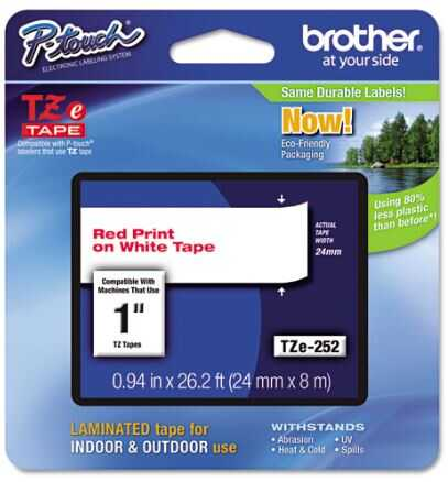 [BRTTZE252] Labeling Tape 1" Rd/We