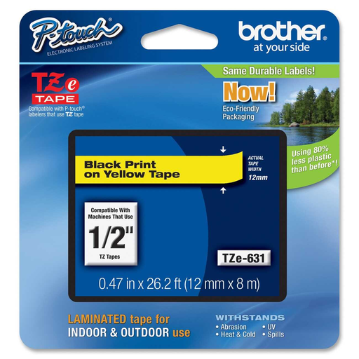 [BRTTZE631] Cinta Para Rotulador Brother Tz 1/2" Negro S/Amarillo