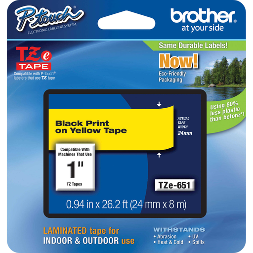 [BRTTZE651] Cinta Para Rotulador Brother Tz 1" Negro S/Amarillo