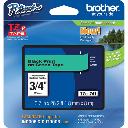 [BRTTZE741] Cinta Para Rotulador Brother Tz 3/4" Negro S/Verde