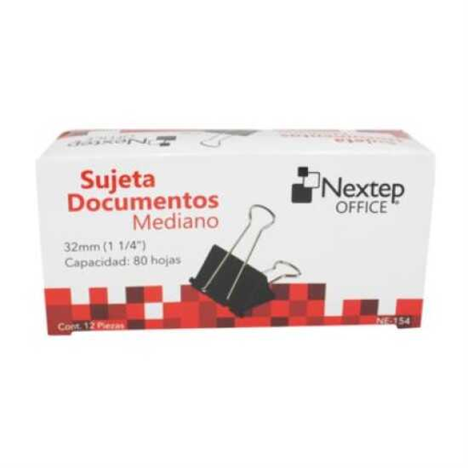[NXTNE154] Broche Binder Clip Nextep Mediano 1-1/4"Ancho 5/8"Capacidad C/12Pz