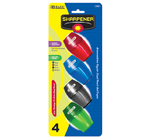 [BZC1906] Sacapuntas Bazic Plastico Ovalado C/Deposito Mediano C/3Pz