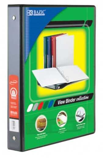 [BZC3122] Carpeta Bazic 1" Capacidad C/Mica T/C 3 Aros O Negra 