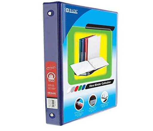 [BZC3191] Carpeta Bazic 1" Capacidad C/Mica T/C 3 Aros O Azul Marino 