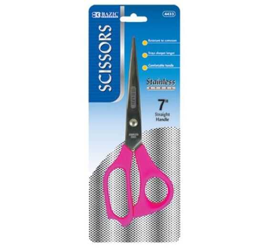 [BZC4433] Tijera Bazic Mango Plastico 7" Recta Colores Surtidos