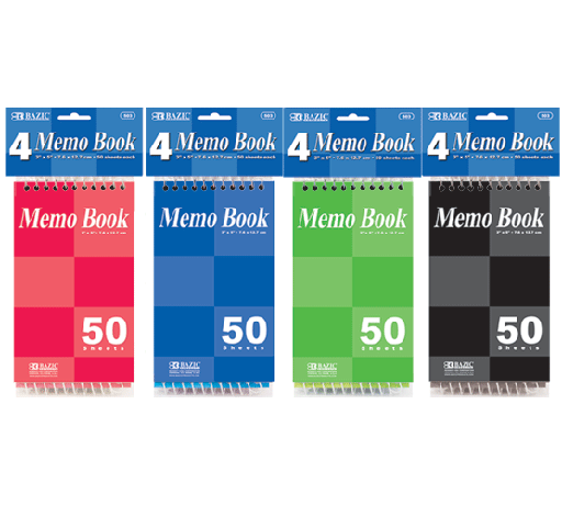 [BZC503] Libreta Bazic Memo Espiral 3X5" 50 Hojas C/4Pz