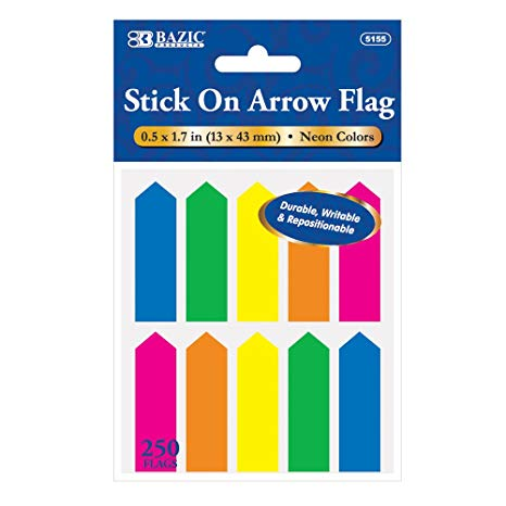 [BZC5155] Banderitas C/Adhesivo Post-It Plastico Flecha 1.7" Colores Surtidos C/10Pz 25 Hojas