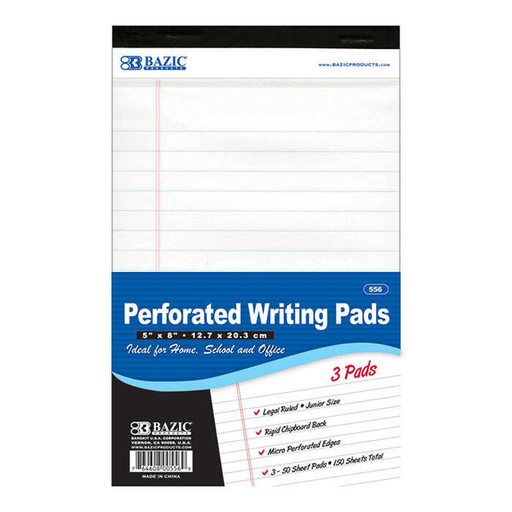 [BZC556] Block Papel Bazic Raya C/Refuerzo 5X8" Blanco 50 Hojas