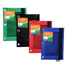 [BZC803] Bazic 3-Ring Pencil Pouch W/ Mesh Window