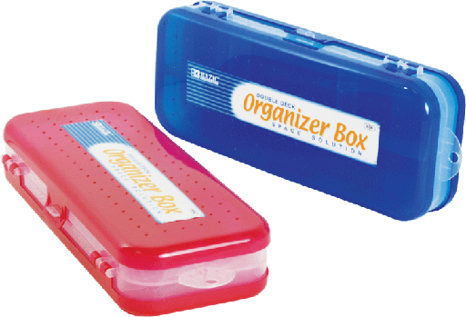 [BZC836] Caja Para Accesorios Escolares Bazic Plastico Doble Surtido