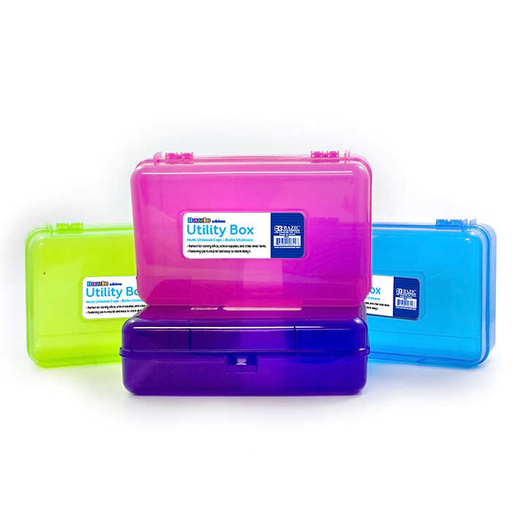 [BZC841] Caja Para Accesorios Escolares Bazic Plastico Grande Surtido Brillantes