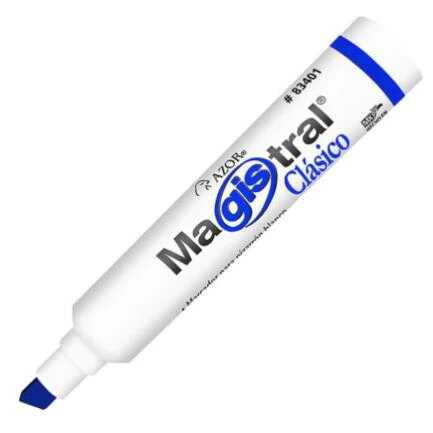 [AZR83403] Marcador Magistral Para Pizarron Punta Cincel Clasico Azul 