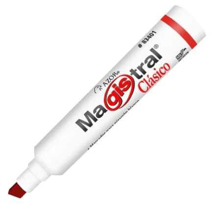 [AZR83402] Marcador Magistral Para Pizarron Punta Cincel Clasico Rojo 