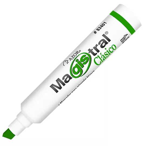 [AZR83404] Marcador Magistral Para Pizarron Punta Cincel Clasico Verde 