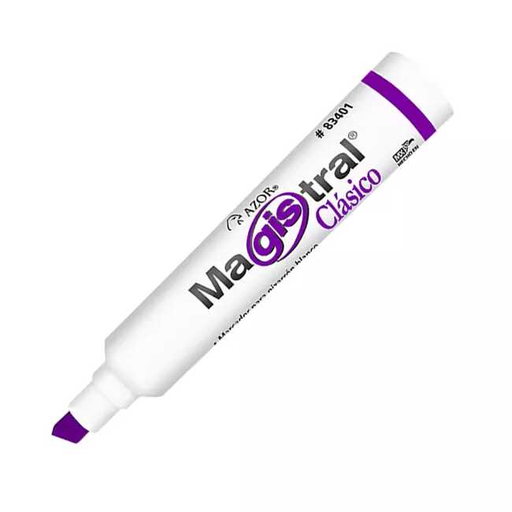[AZR83408] Marcador Magistral Para Pizarron Punta Cincel Clasico Violeta 