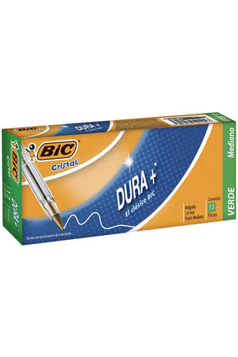 [BIC511047] Pluma Bic Clasica Cristal C/Tapa .7Mm Punto Medio Verde C/12Pz
