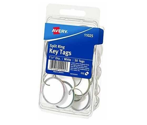 [AVE11025] Llaveros Avery C/Aro De Metal 1-1/4" Blanco C/50Pz