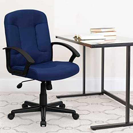 [FLAGOST6NVYGG] Silla Flash Furniture Tela Respaldo Medio C/Descansabrazos Ajustable Azul 