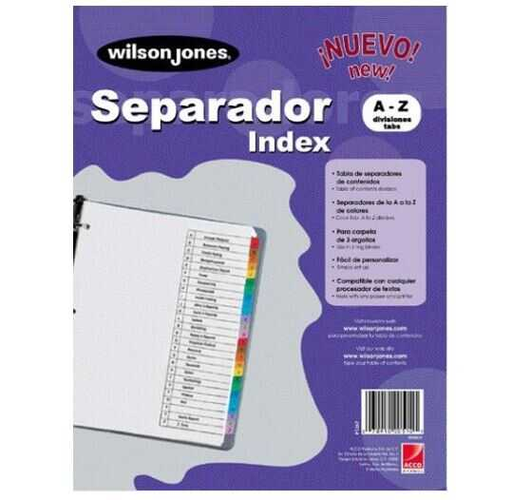 [WLJP1367] Separador Wilson Jones T/C Blanco A-Z Ceja Multicolor