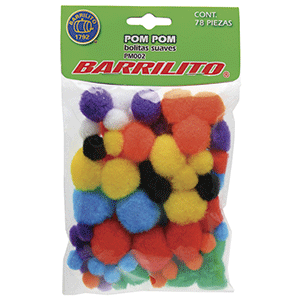 [BRLPM002] Pom Pom Barrilito Colores Varios Surtido C/78Pz