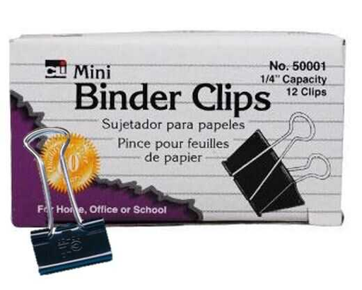 [LEO50001] Broche Binder Charles Leonard Clip Mini 9/16"Ancho 1/4"Capacidad C/12Pz