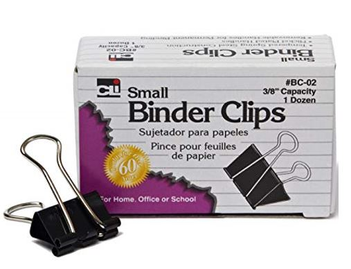 [LEOBC02] Broche Binder Clip Charles Leonard Chico 3/4"Ancho 3/8"Capacidad C/12Pz