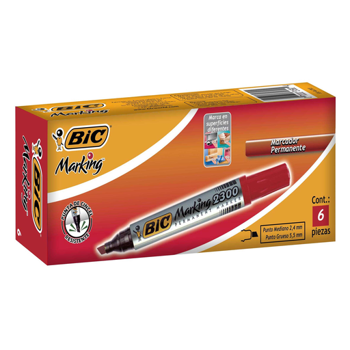 [BIC316928] Marcador Bic Permanente 2300 Rojo