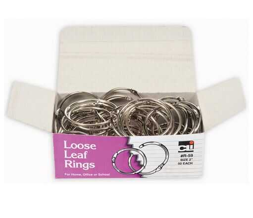 [LEOR59] Aros Metal Para Hojas Charles Leonard 2" Diametro C/50Pz