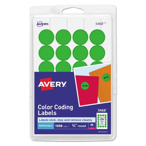 [AVE05468] Etiqueta Avery Redonda 3/4" Verde Fluorescente C/1008Pz